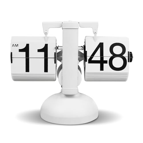 retro flip desk clock with mechanical auto-flip display and vintage design for home or office decor