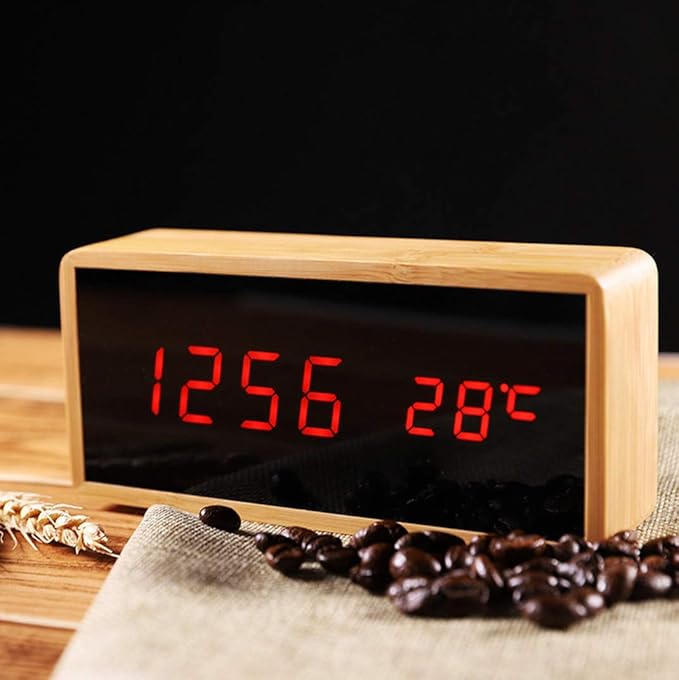 Bamboo digital LED Alarm Clock