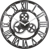 rustic gear wall clock with moving mechanical gears and quartz movement for industrial or farmhouse decor