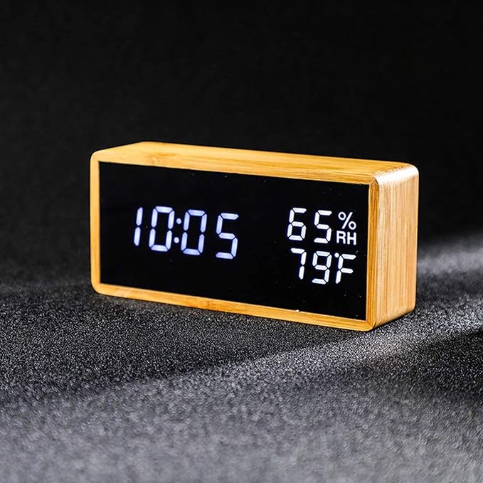 Bamboo digital LED Alarm Clock