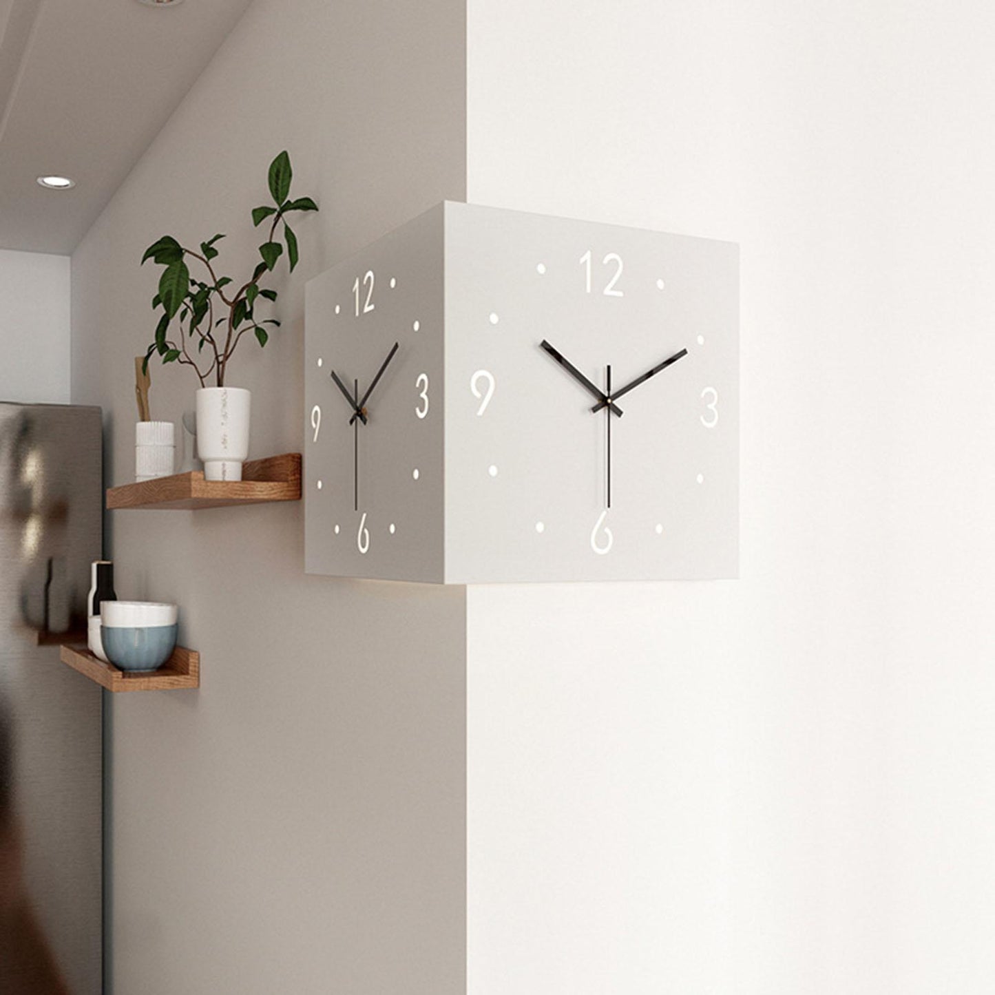 Angled one corner clock