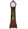 Wooden grandfather floor clock with quartz movement, Westminster chime, rich wood finish, intricate clock face, and pendulum design – elegant freestanding clock for traditional homes, offices, or formal interiors