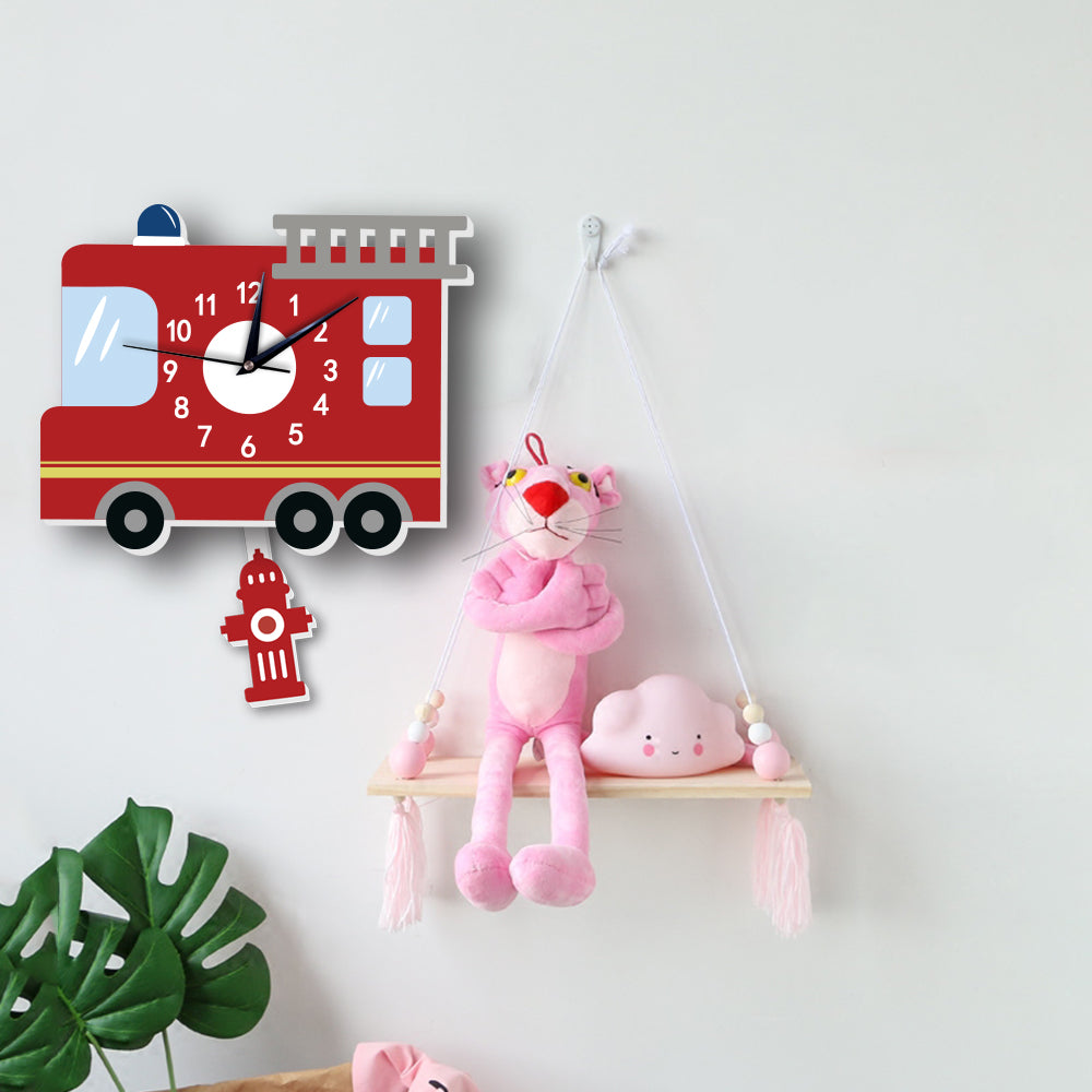 Firetruck Cartoon Analog Clock