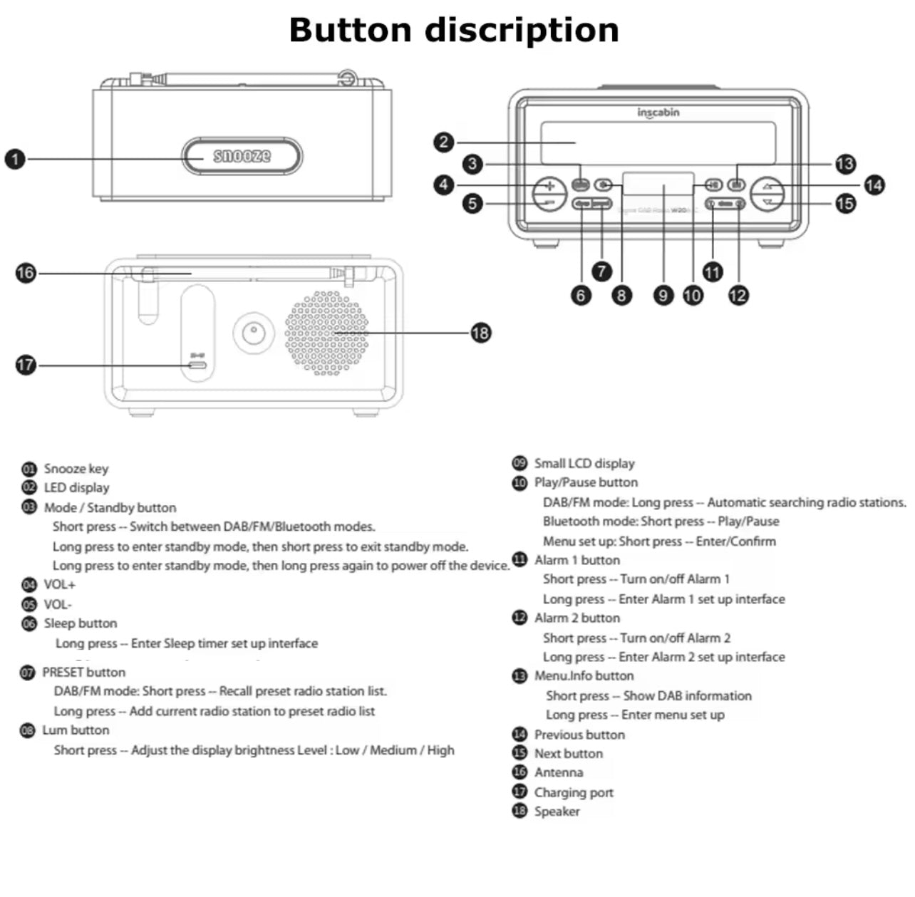 Alarm Clock Radio with Wireless Charging