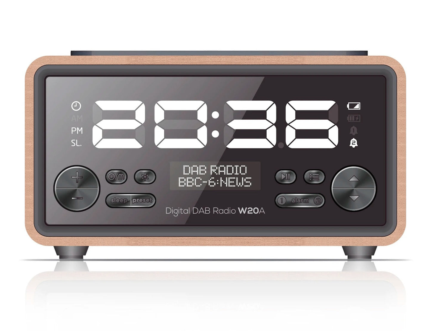 Alarm Clock Radio with Wireless Charging